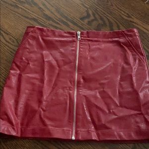 Red leather skirt